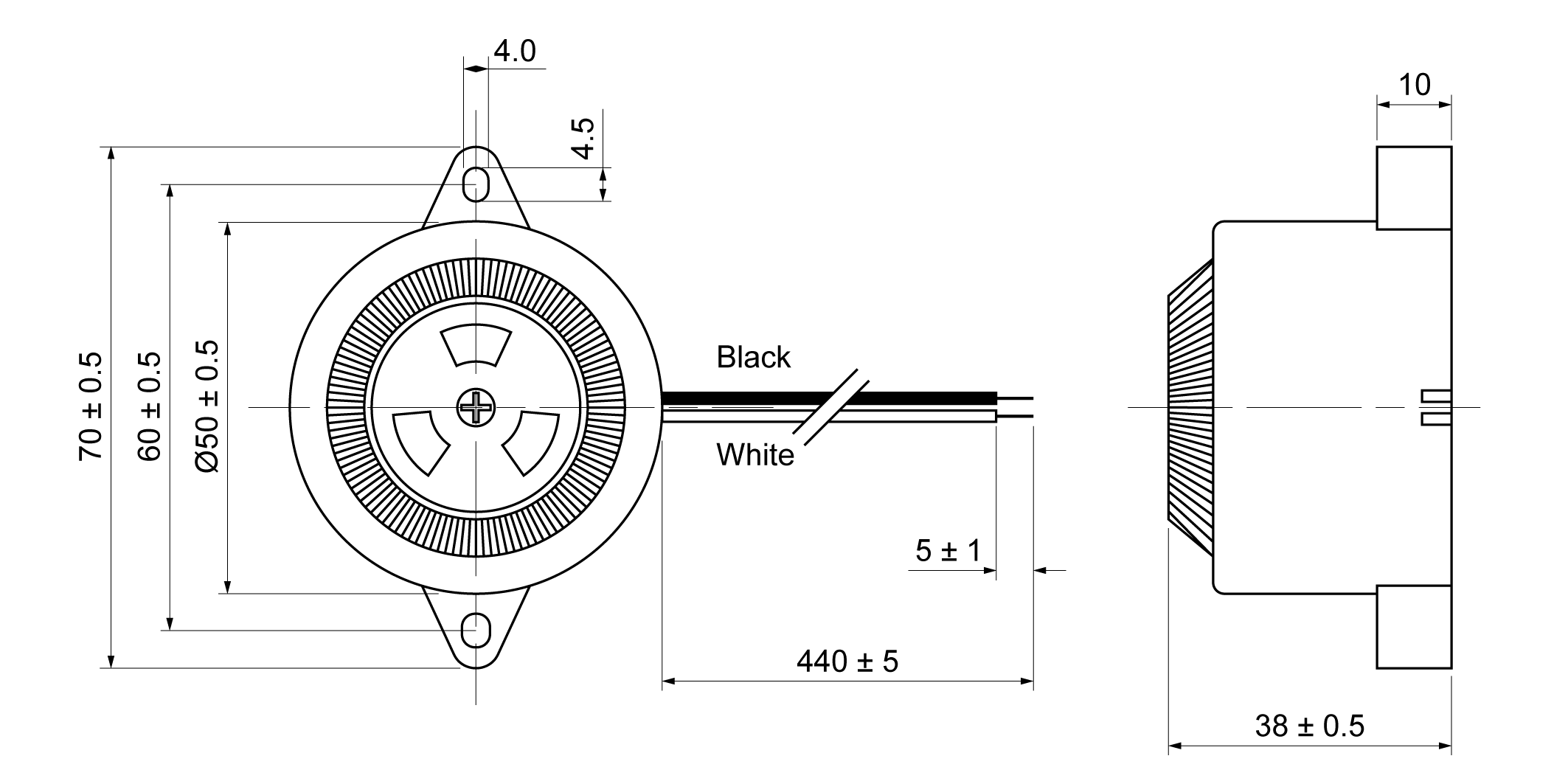 XPB5038-12.30R12W Mechanical Drawing